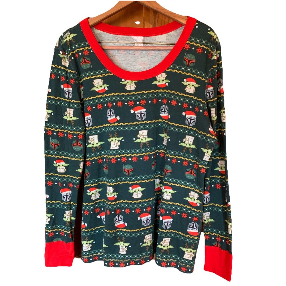 Hanna Andersson Star Wars The Mandalorian Yoda Pajama Top Holidays Adult XL